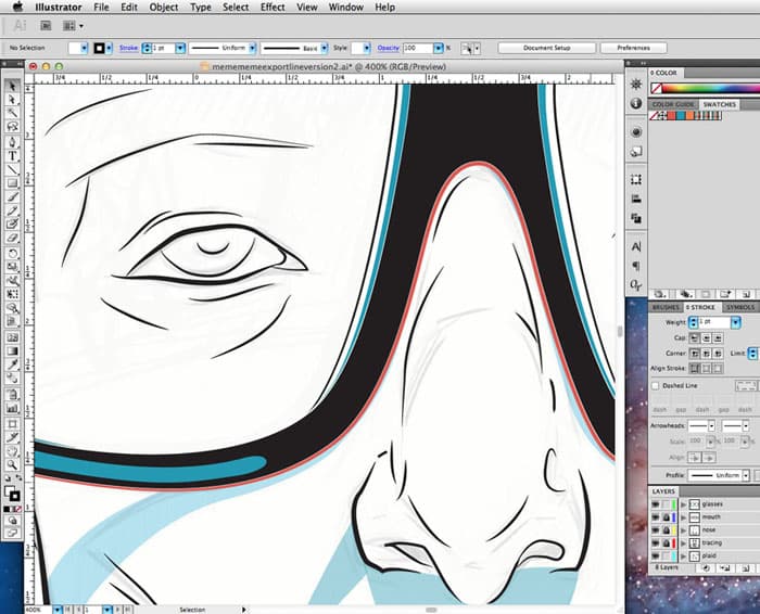 detail of illustration line work