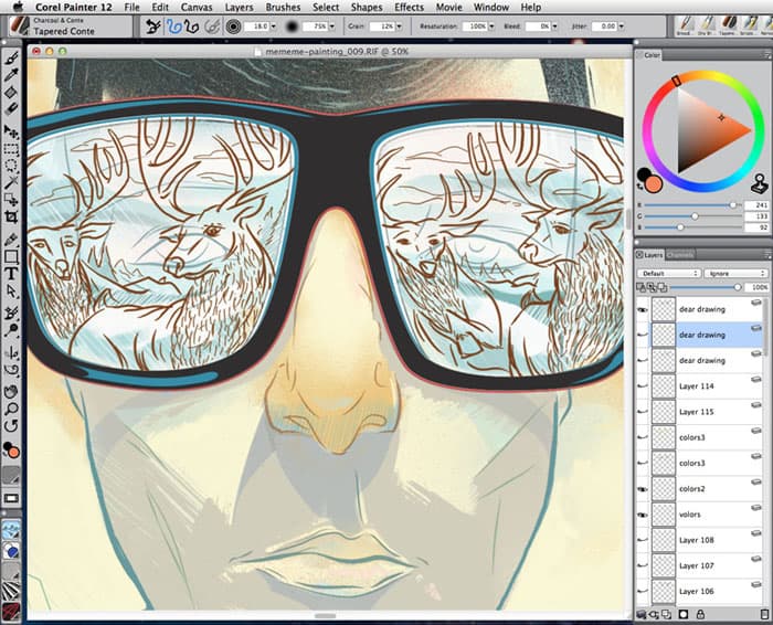 detail of deer in glasses